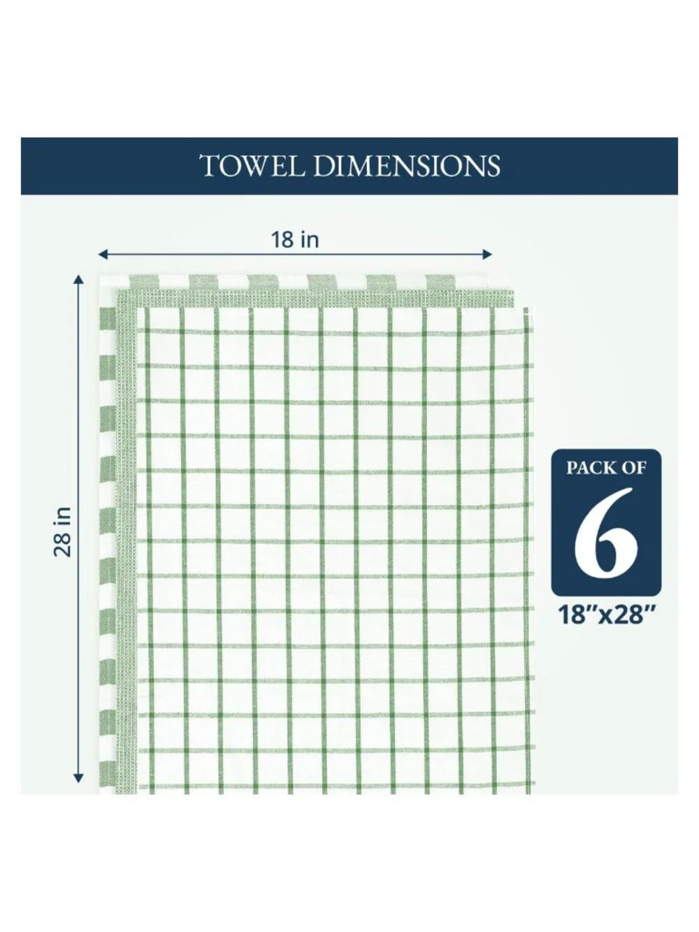 100% Cotton Kitchen Dish Towels 6 Pack Tightly Woven Absorbent